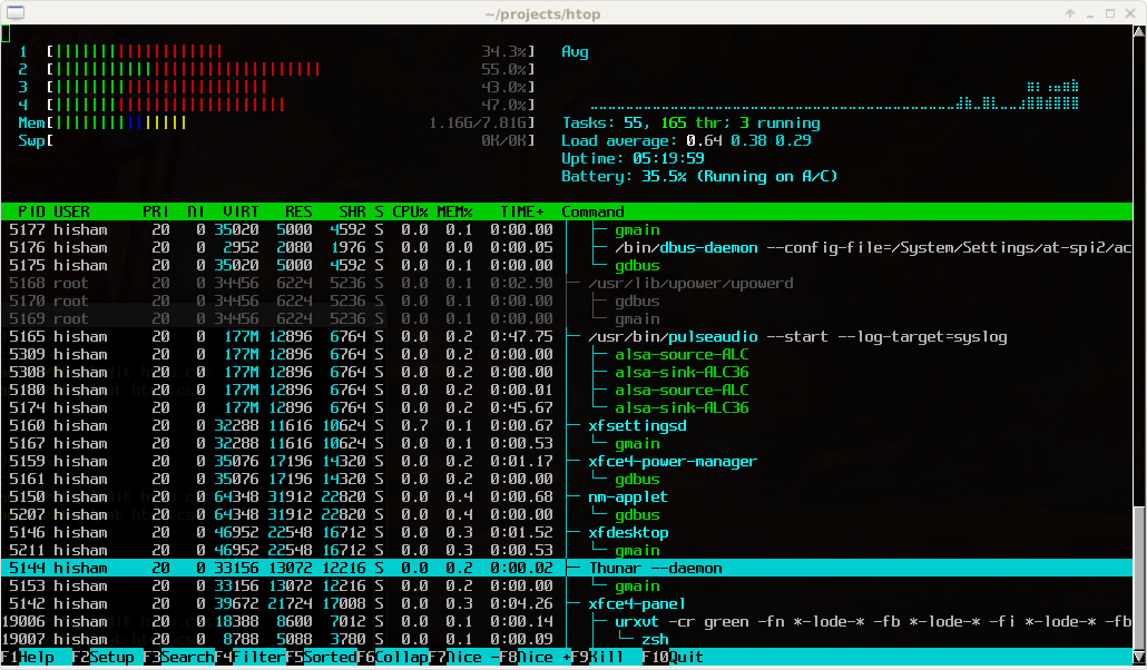 htop process viewer